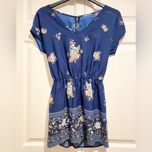 Soprano Blue Floral Print Romper
